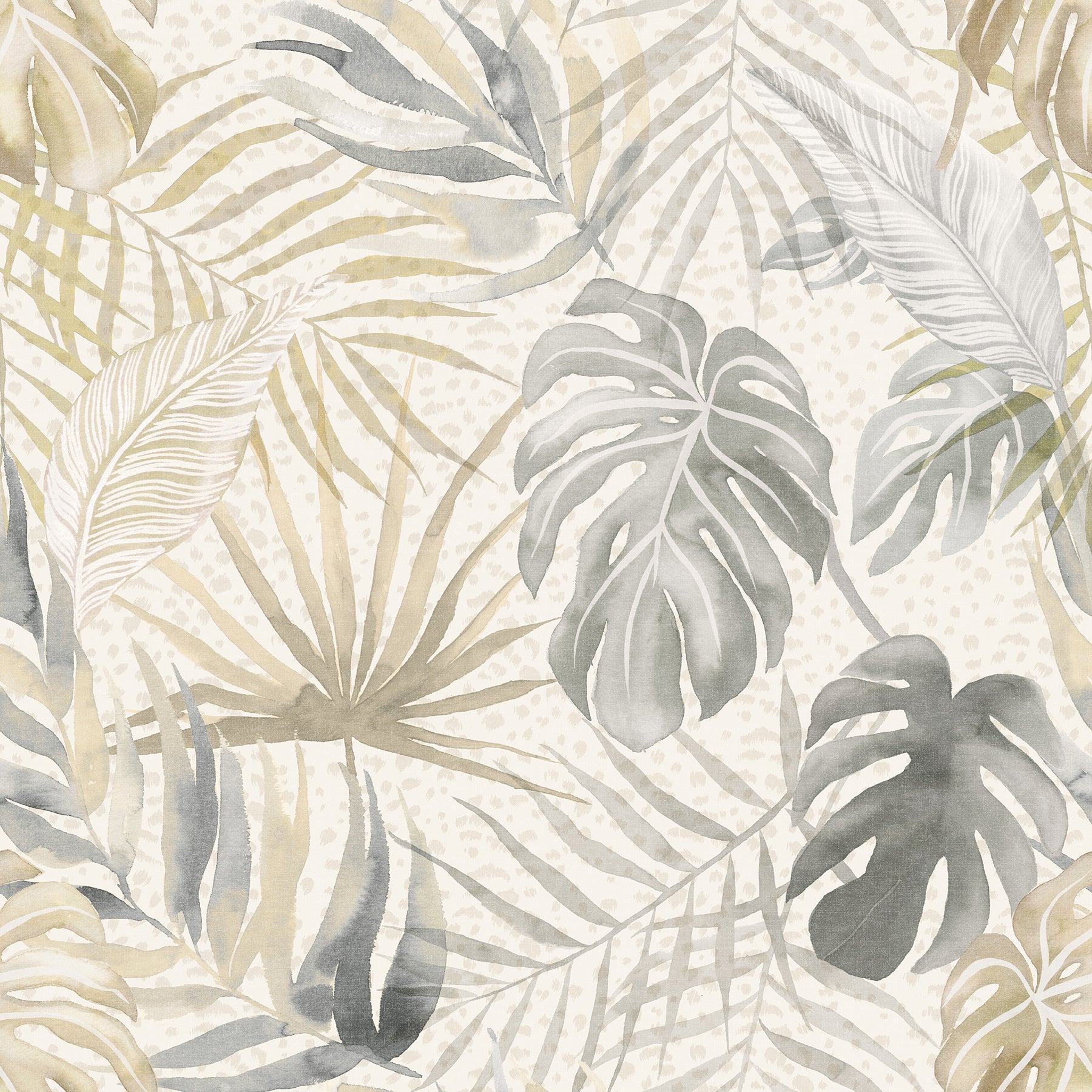 ohpopsi Lana Light Grey Tropica Wallpaper, 19.7-in by 33-ft