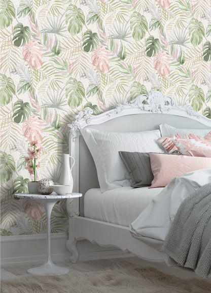 ohpopsi Lana Sage Tropica Wallpaper, 19.7-in by 33-ft