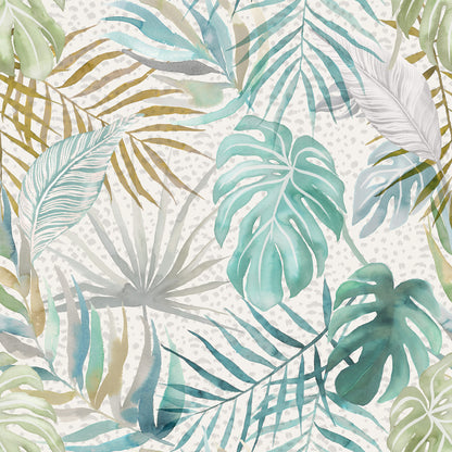 ohpopsi Lana Aqua Tropica Wallpaper, 19.7-in by 33-ft